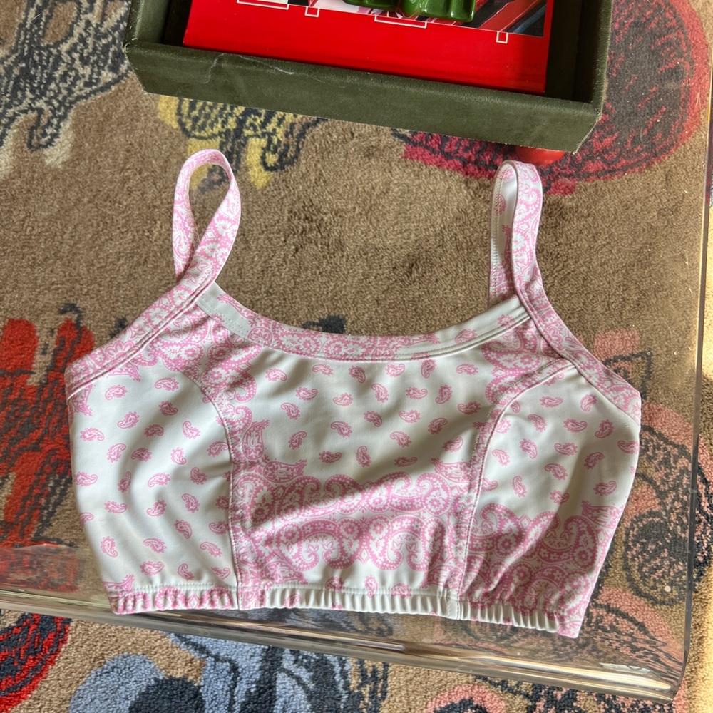 Year of ours Pink Paisley Crop Top